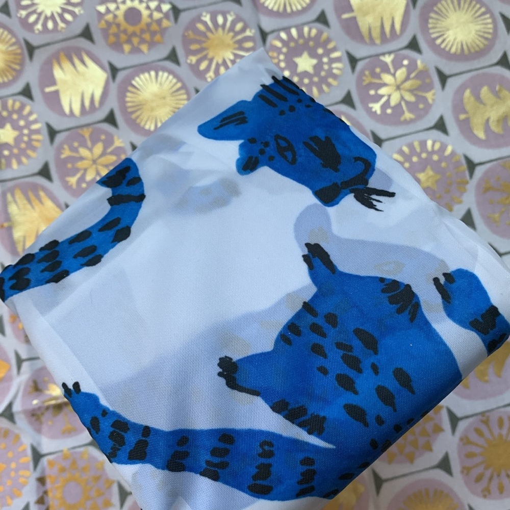 😸IKEA NWT SKYNKE Crazy Blue Cat reusable tote swirling blue felines Warhol-style - Picture 14 of 15